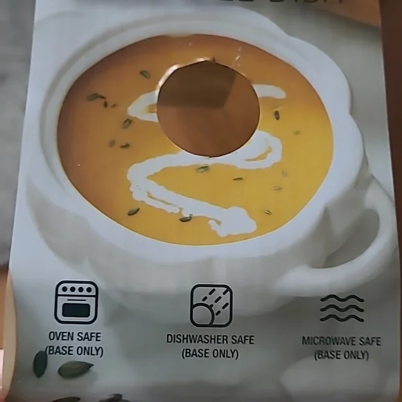 White Ceramic "Pumpkin" Shaped .8 Quart Dip/Soup Dish with Lid - Picture 11 of 13